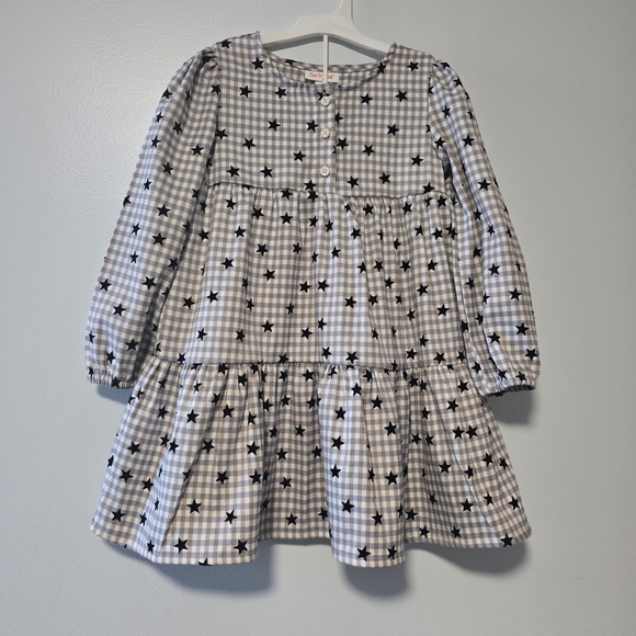 Cat & Jack Gray and White Checkered Star Print 3-Pc Dress, Vest, Tights Size 5T - Picture 7 of 15